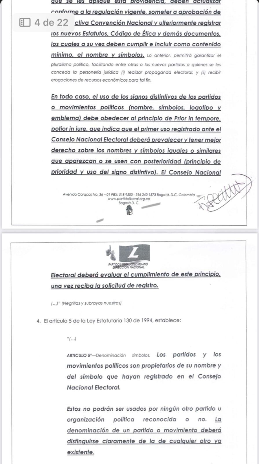 El Partido Liberal enfatiza que el Consejo Nacional Electoral tiene la responsabilidad de evaluar el cumplimiento de este principio cada vez que reciba una solicitud de registro - crédito redes sociales/X