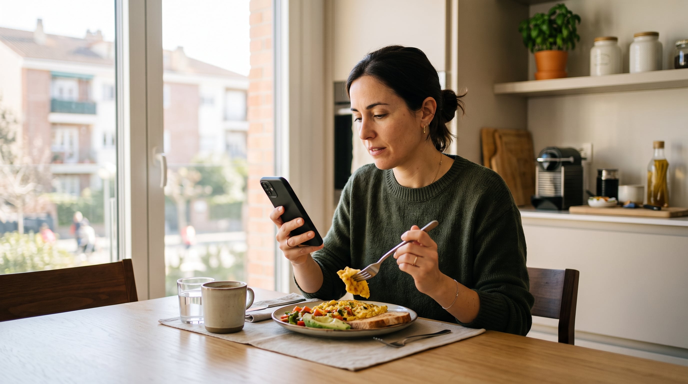 Comer frente al celular puede dificultar el registro de hambre y saciedad. (Imagen Ilustrativa Infobae)