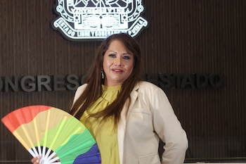 Diputada Gabriela Chumacero niega haber derribado el trofeo del Cruz Azul.