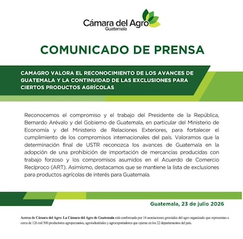 La resolución de la USTR preservó las preferencias para la mayoría de los productos guatemaltecos y reforzó el compromiso del país contra el trabajo forzoso.