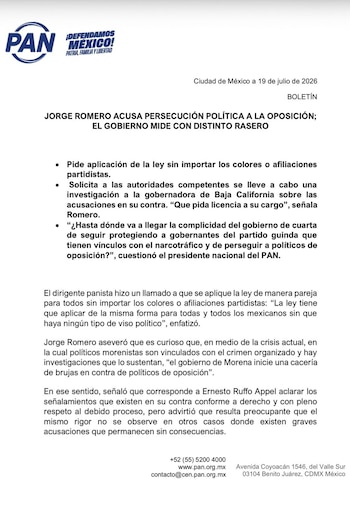 Comunicado oficial.