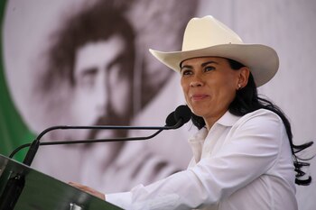 Durante su presentación en Chalco,