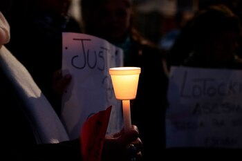 La manifestación contra Aníbal Lotocki