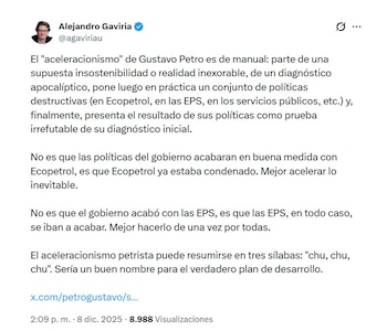 El exministro Alejandro Gaviria criticó