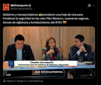 El fortalecimiento de la línea #767 busca agilizar la capacidad de respuesta institucional ante incidentes - crédito @MinTransporteCo/X