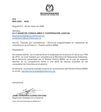 La Registraduría confirmó que trasladó