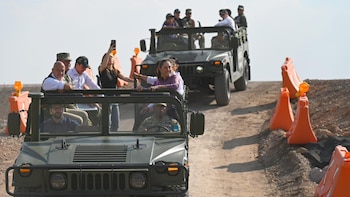 Claudia Sheinbaum supervisó la obra del tren Ciudad de México-Pachuca en Tezontepec, Hidalgo. (Foto: Presidencia)