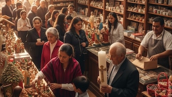 Fieles seleccionan recuerdos guadalupanos en
