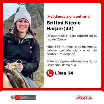 Policía descarta desaparición de turista estadounidense en Cusco y confirma que salió del Perú en 2025. (Foto: FB/@Mimp.WarmiNan)