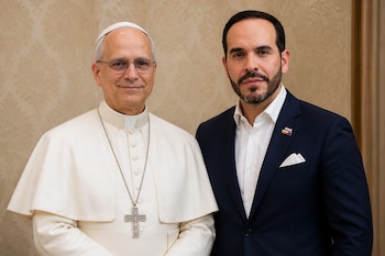El papa León XIV posa junto a Abelardo de la Espriella - crédito