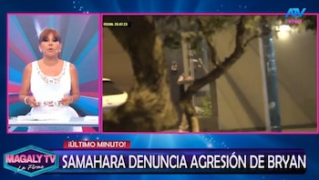 Magaly revela denuncia de Samahara Lobatón y cuestiona el interés de Bryan Torres por su celular. Captura: Magaly TV La Firme.