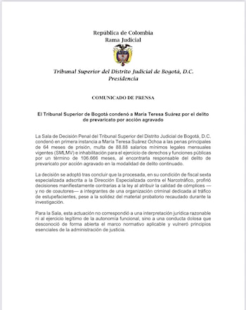 La exfiscal Suárez Ochoa fue