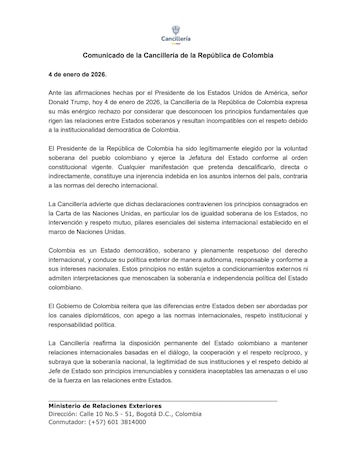 La Cancillería rechazó las declaraciones