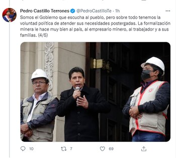 Tuit de Pedro Castillo