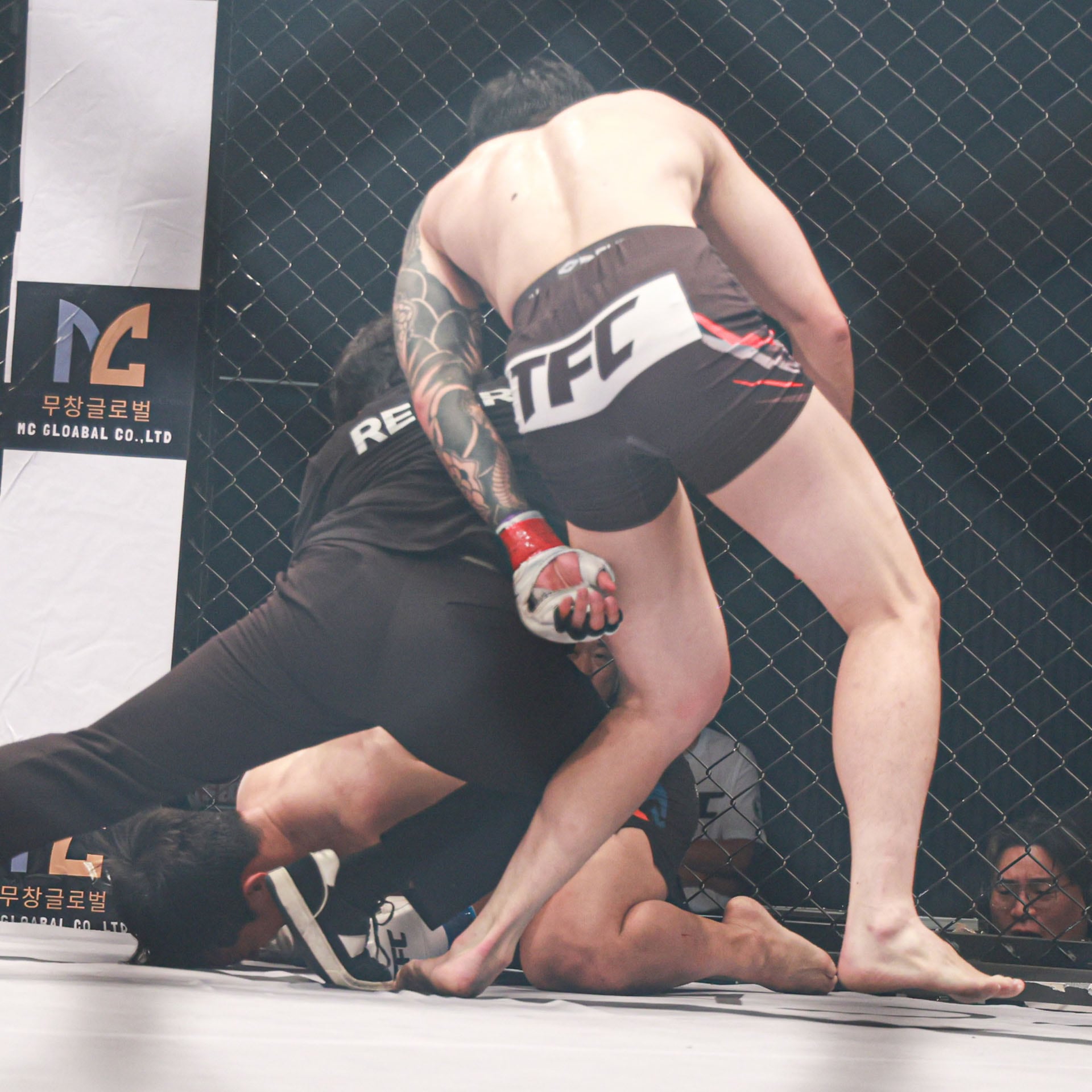 El árbitro de artes marciales mixtas cayó sobre la pierna del luchador (fightsports_chong)