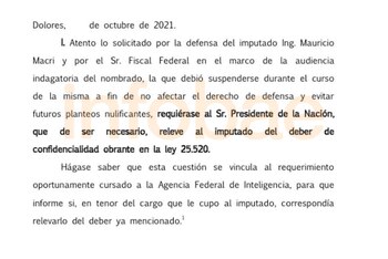 El pedido del juez a