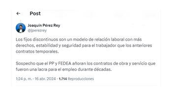 Post en X de Joaquín