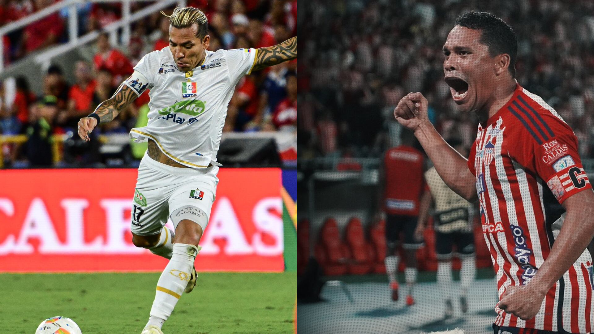 Dayro Moreno y Carlos Bacca se enfrentaran por la apertura de la fecha 3 de los cuadrangulares en la Liga - crédito @JuniorClubSA/X y @oncecaldas/X