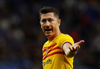 Robert Lewandowski en un partido