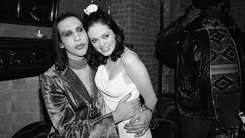 Con Rose McGowan. Durante unos