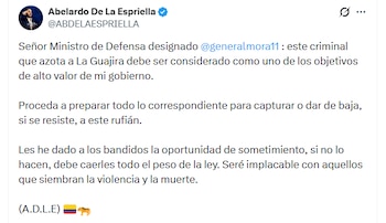 El presidente electo habló de capturar o abatir a alias Bendito Menor - crédito @ABDELAESPRIELLA/X