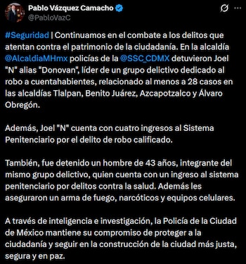 Detenidos por robo a cuentahabientes CDMX