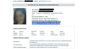 Denuncia de desaparición de A.S.P.