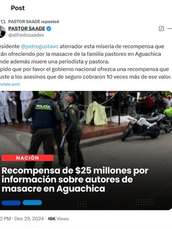 Pastor Saade pidió un