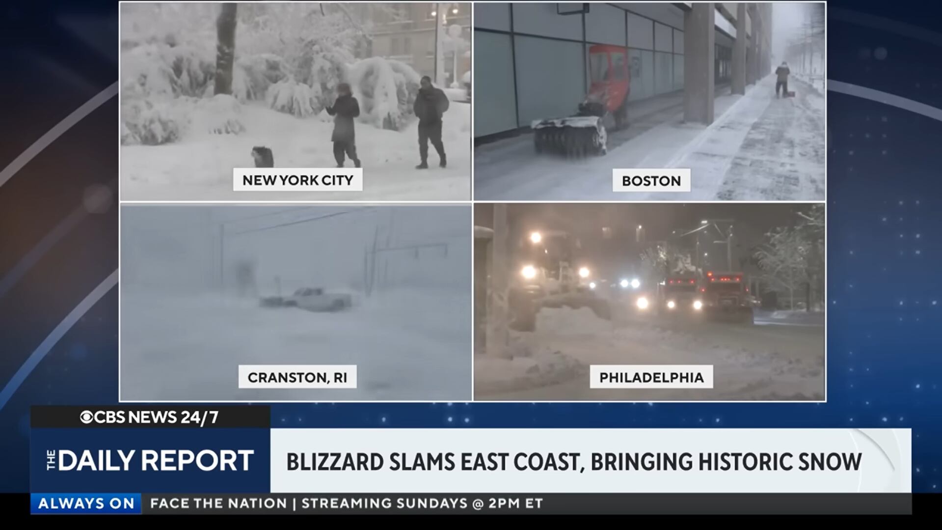 Nueva York registró una nevada histórica con 51 centímetros acumulados en Central Park, posicionándola entre las diez más intensas desde 1869 (CBS News)