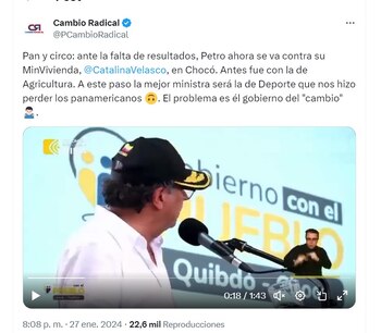 Cambio Radical aprovecha regaño de