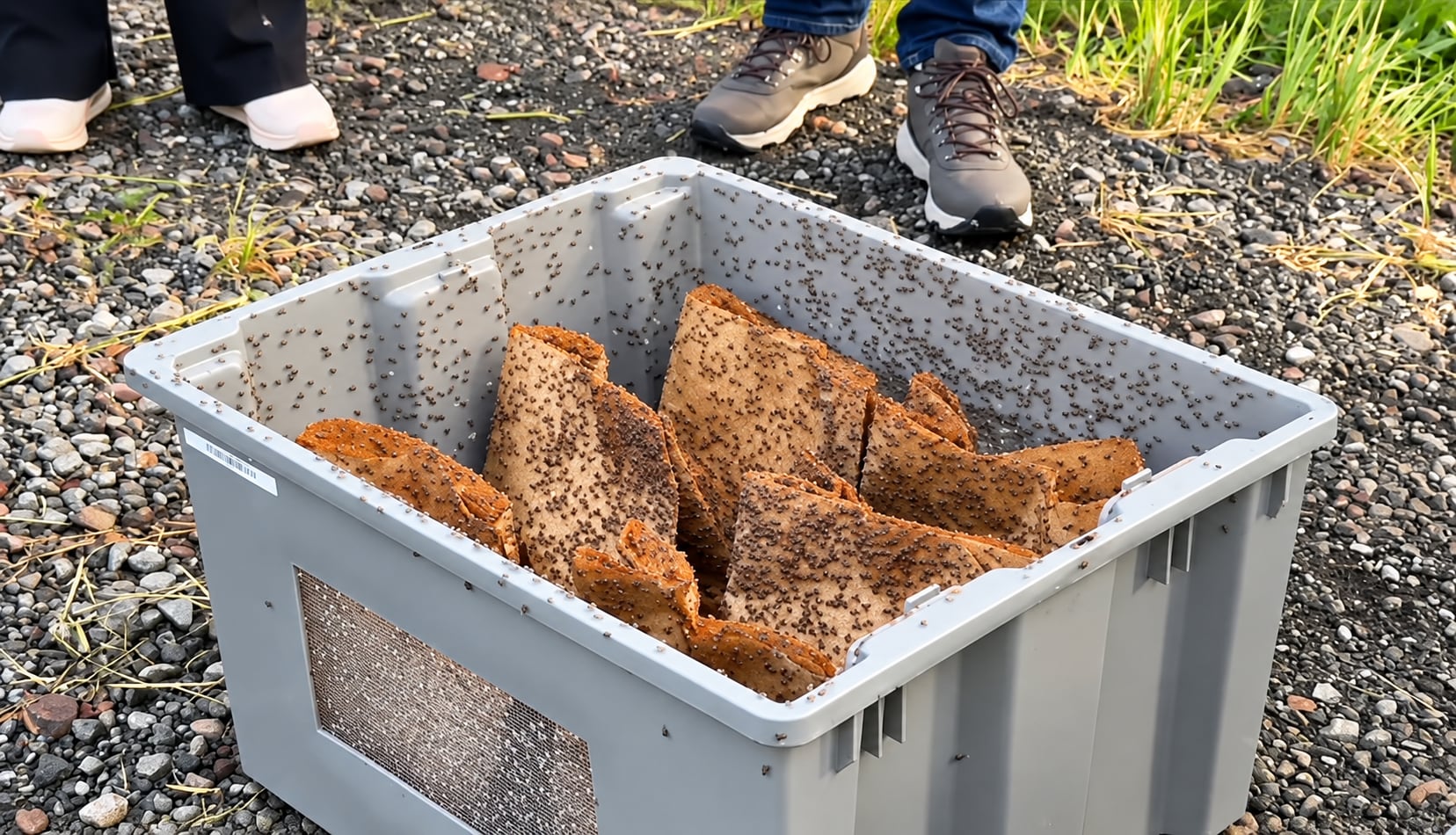 Los insectos procedentes de Guatemala fueron preparados por técnicos del MIDA antes de ser distribuidos en las zonas agrícolas seleccionadas. Captura de video