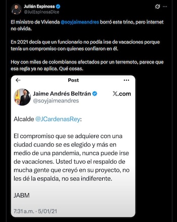 Julián Espinosa - crédito @JulEspinosaDice/X