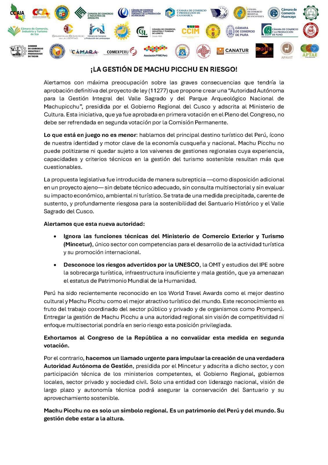 Comunicado de los gremios