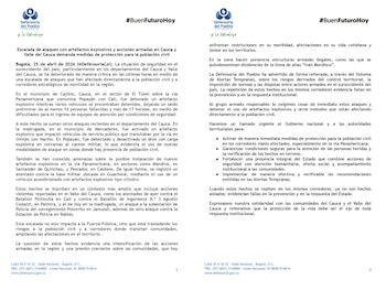 La Defensoría documentó marcaciones en vías y acciones intimidatorias que intensifican la presión y restringen la movilidad de las comunidades - crédito @DefensoriaCol / X