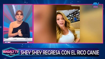 Magaly Medina reacciona al regreso de Sheyla Rojas y sorprende con comentario sobre sus canjes. Captura: Magaly TV La Firme.