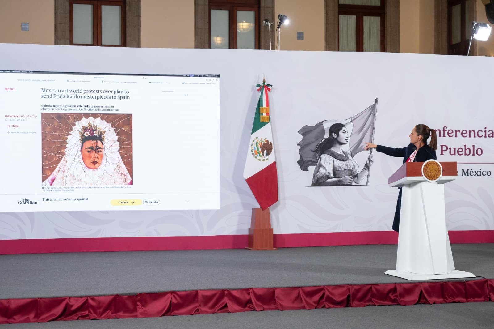 Claudia Sheinbaum dijo que las obras icónicas de grandes artistas mexicanos, luego de la gira, estarán de vuelta en el país según lo estipula la ley