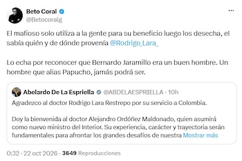 En el caso del también activista político de izquierda, Beto Coral, afirmó que Rodrigo solo fue una pieza más para el presidente - crédito @Betocoralg/X