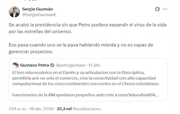 El analista Sergio Guzmán criticó la falta de resultados asociados a la famosa consigna de Gustavo Petro - crédito @SergioGuzmanE/X