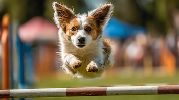 Un perro trípode disfruta de