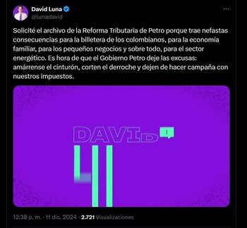 David Luna solicita formalmente el