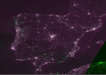 Europa occidental registró una reducción significativa de radiación nocturna, motivada por regulaciones de eficiencia energética y la crisis tras la guerra en Ucrania (EFE/NOAA/NASA)