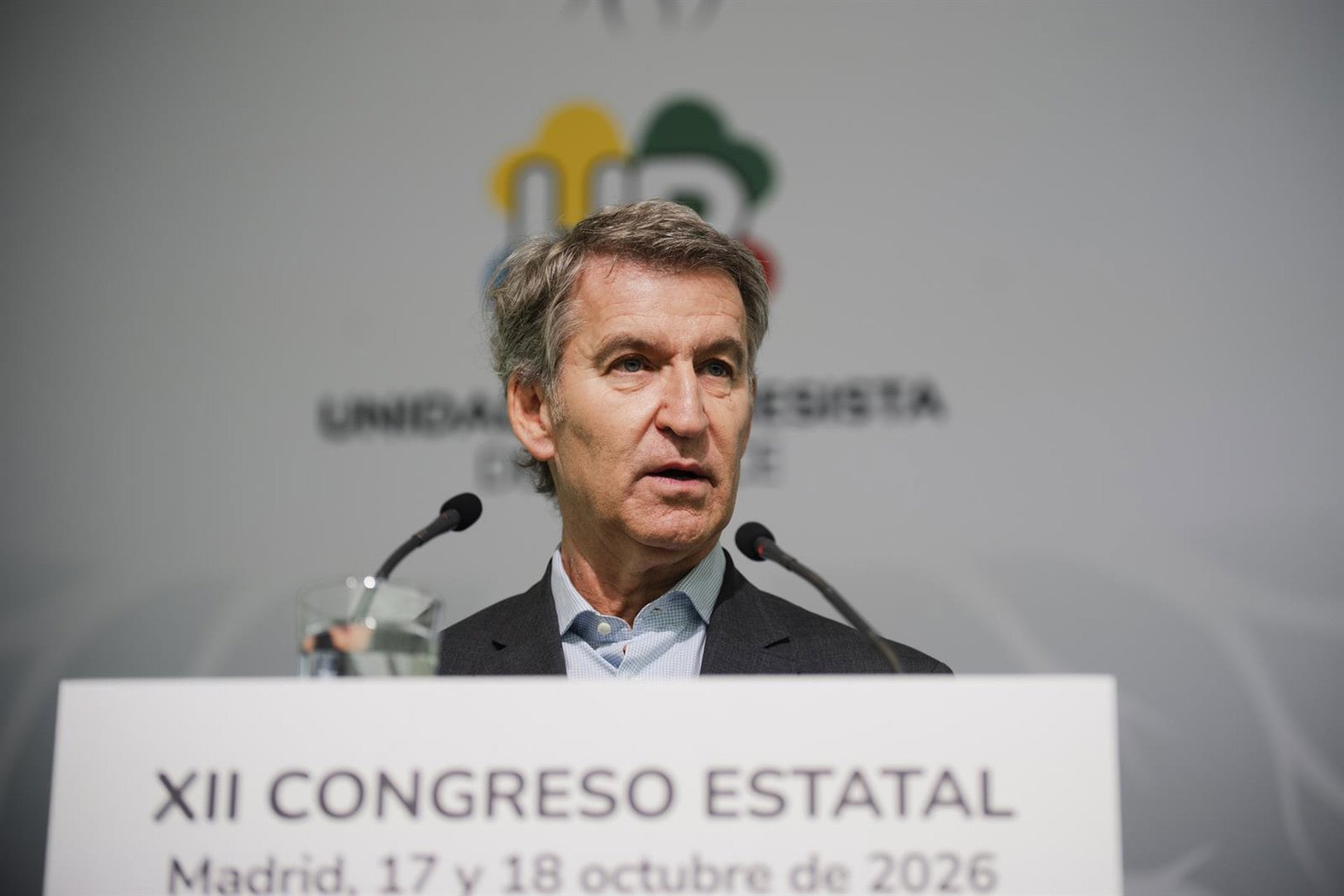 17/10/2026 El presidente del Partido Popular, Alberto Núñez Feijóo, durante el XII Congreso Estatal de Unidad Progresista de La ONCE, en la Universidad Francisco de Vitoria, a 17 de octubre de 2026, en Pozuelo de Alarcón, Madrid (España). Durante el Congreso se ha tratado la vertiente institucional relacionada con discapacidad, economía social y agentes sociales, y se ha promovido además un debate interno de la Unidad Progresista.POLITICA Mateo Lanzuela - Europa Press