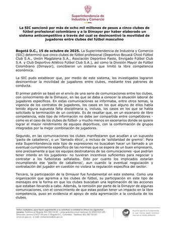 La SIC indicó que hay