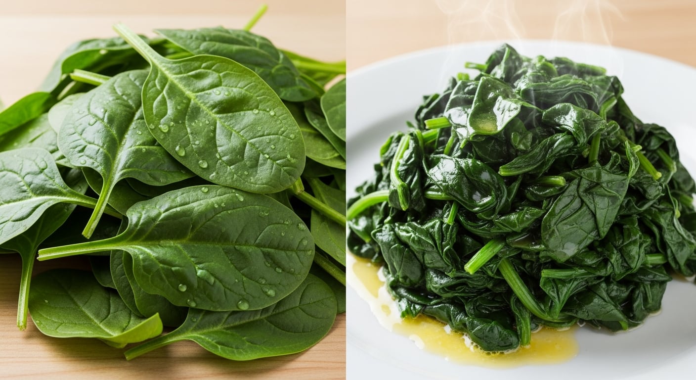 El debate sobre espinaca cruda o cocida centra la atención en cómo influye la preparación en el valor nutricional de esta verdura (Imagen Ilustrativa Infobae)