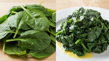 Espinaca cruda o cocida: qué