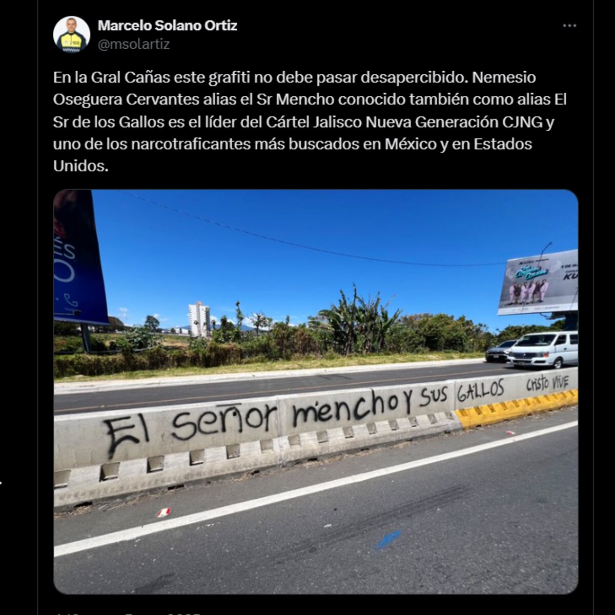 Grafiti sobre El Mencho enciende alertas en Costa Rica Grafiti sobre "El mencho" en