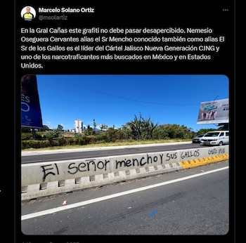 Grafiti sobre "El Mencho" en