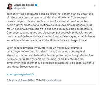 Alejandro Gaviria aseguró que el
