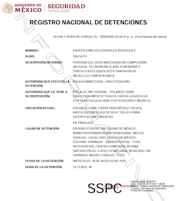 El RND confirmó la detención, la cual ocurrió en calles de la capital de país. Crédito: RND