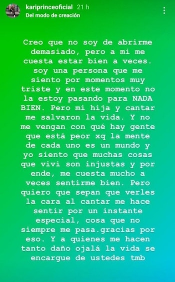 La story que publicó Karina